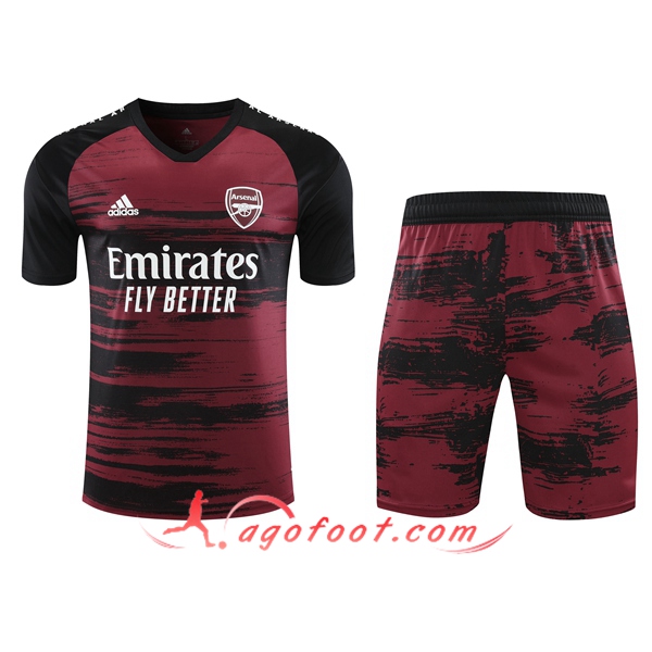 Ensemble Training T-Shirts Arsenal + Shorts Rouge/Noir 20/21