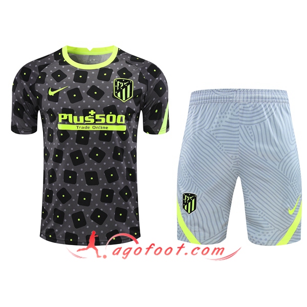 Ensemble Training T-Shirts Atletico Madrid + Shorts Noir/Gris 20/21
