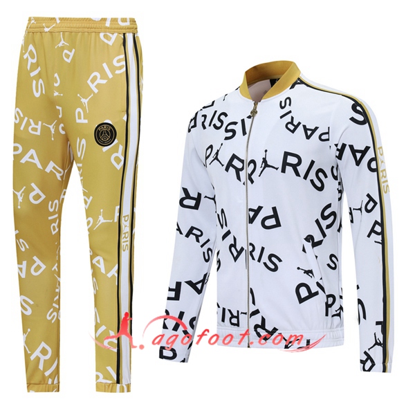 Ensemble Survetement de Foot - Veste PSG Jordan Blanc 20/21