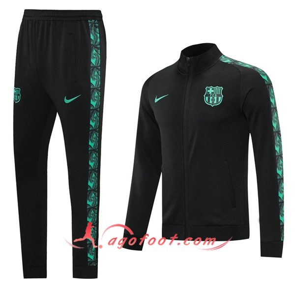 Ensemble Survetement de Foot - Veste FC Barcelone Noir/Vert 20/21