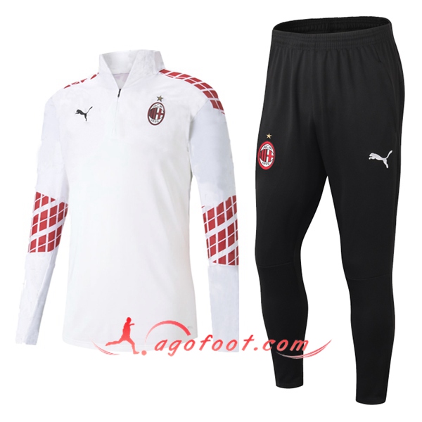 Ensemble Survetement de Foot - Veste Milan AC Blanc 20/21