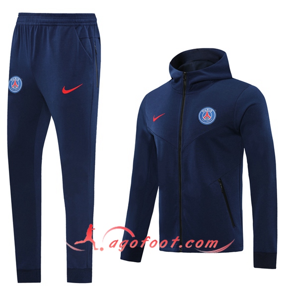 Ensemble Veste A Capuche Survetement PSG Bleu Marin 20/21
