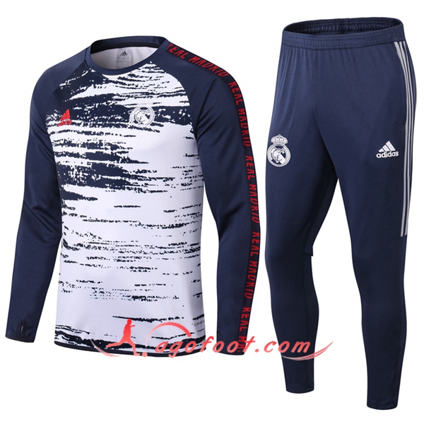 Nouveau Survetement Foot Real Madrid Enfant Bleu/Blanc 20/21