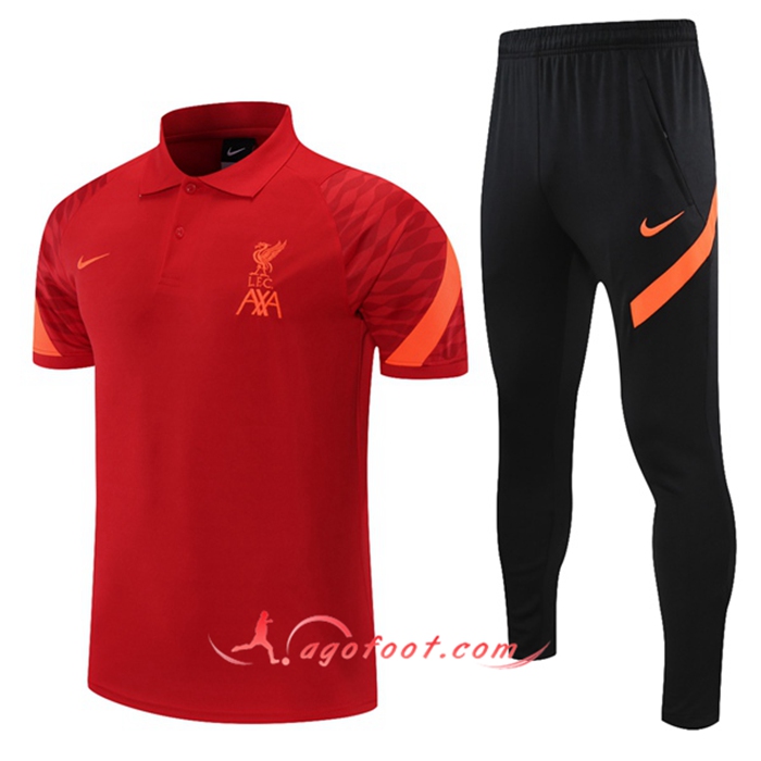 Ensemble Polo FC Liverpool + Pantalon Orange/Rouge 2021/2022
