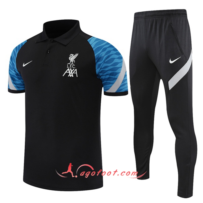 Ensemble Polo FC Liverpool + Pantalon Noir/Bleu 2021/2022