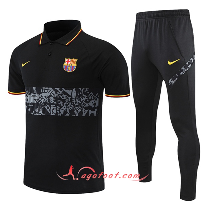 Ensemble Polo FC Barcelone + Pantalon Noir/Gris 2021/2022