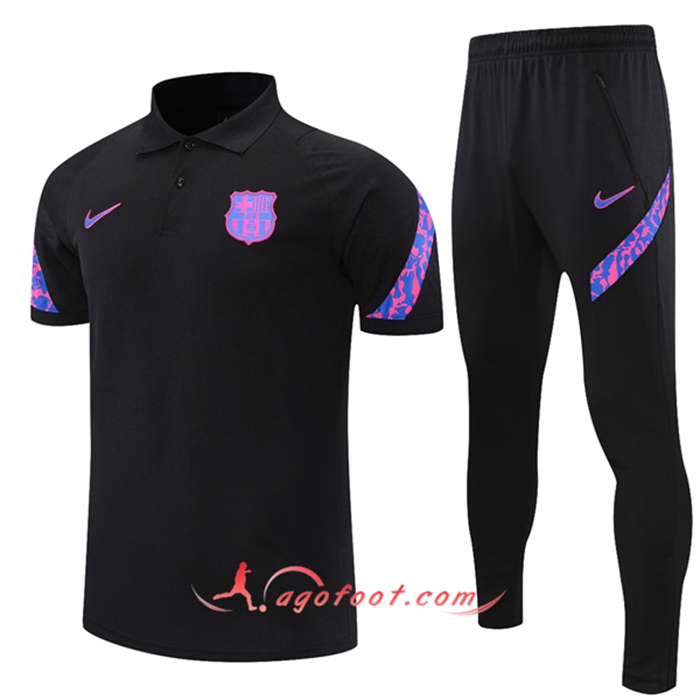 Ensemble Polo FC Barcelone + Pantalon Noir/Pourpre 2021/2022