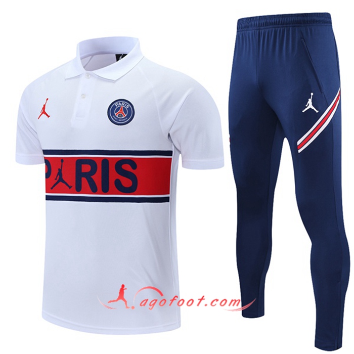 Ensemble Polo Jordan PSG + Pantalon Blanc/Rouge 2021/2022