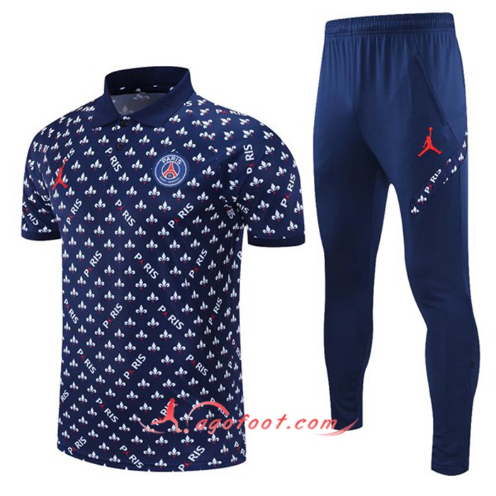 Ensemble Polo Jordan PSG + Pantalon Bleu Marin/Blanc 2021/2022