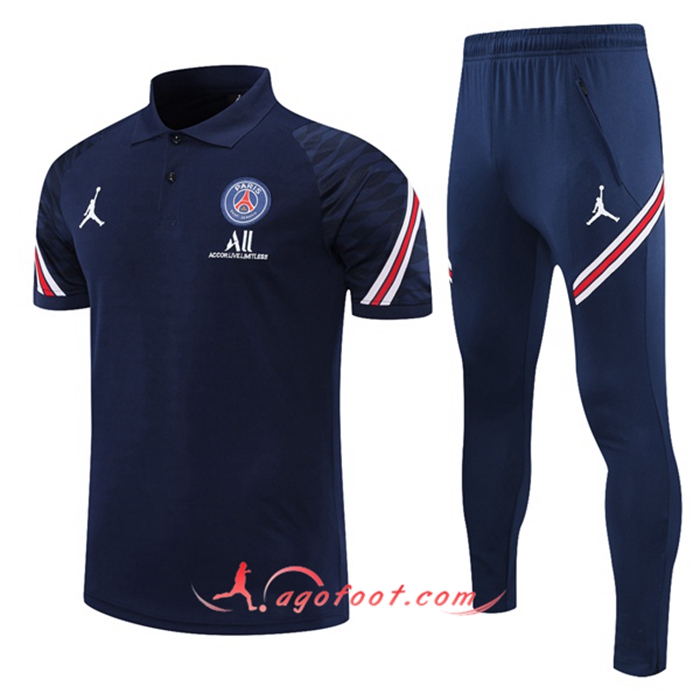 Ensemble Polo Jordan PSG + Pantalon Bleu Marin/Rouge 2021/2022
