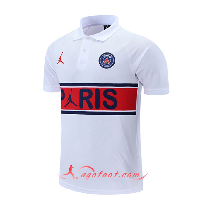 Polo Foot Jordan PSG Blanc/Rouge 2021/2022