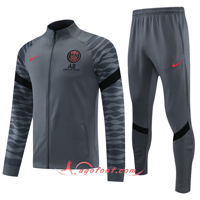 Ensemble Survetement de Foot - Veste Jordan PSG Gris 2021/2022