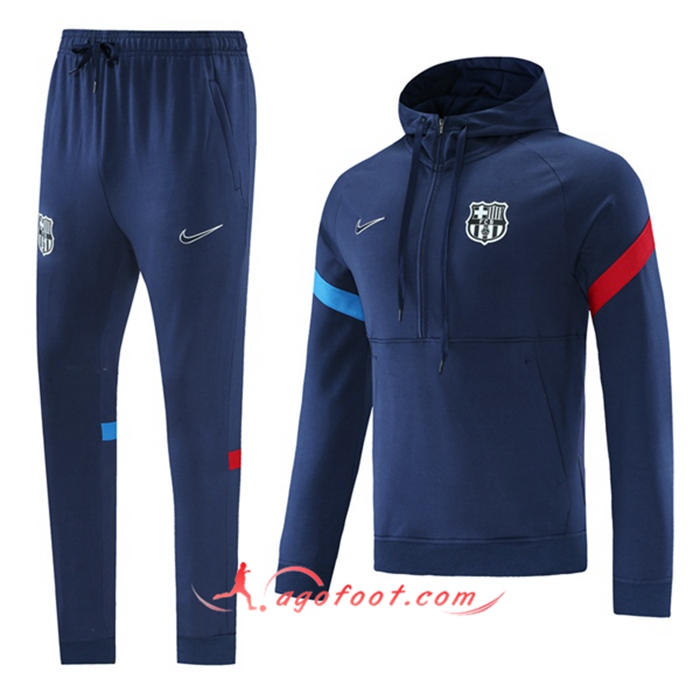 Ensemble Veste A Capuche Survetement Foot FC Barcelone Bleu Marin/Rouge/Bleu 2021/2022