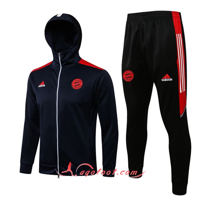 Ensemble Veste A Capuche Survetement Bayern Munich Noir/Rouge 2021/2022