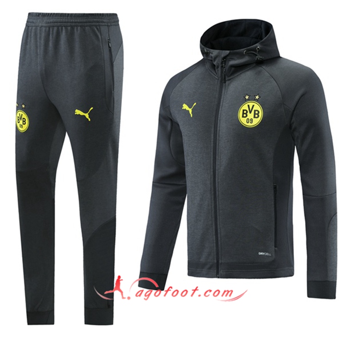 Ensemble Veste A Capuche Survetement Dortmund BVB Gris Fonce 2021/2022