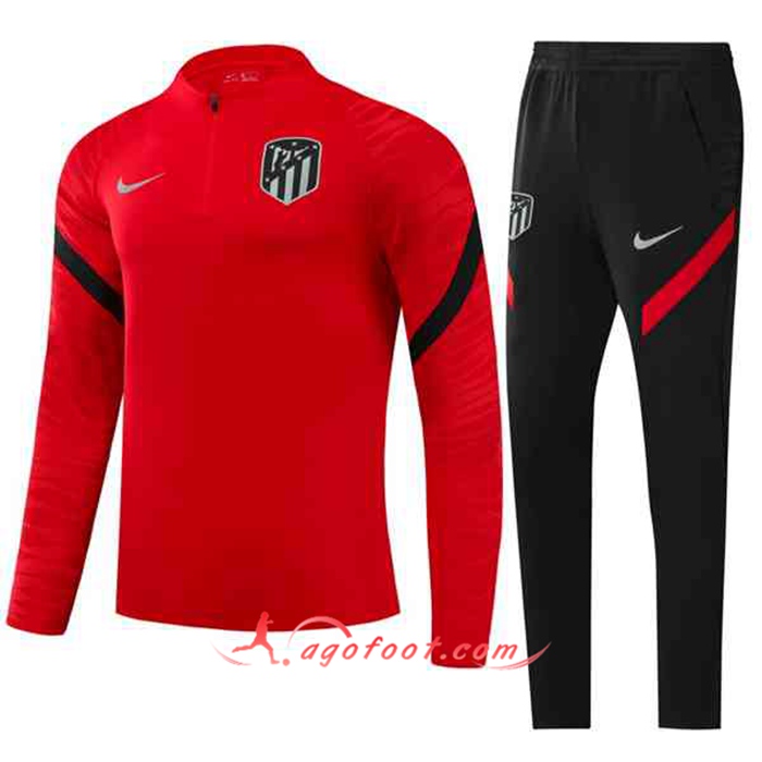 Ensemble Survetement de Foot Atletico Madrid Enfant Rouge/Noir 2021/2022