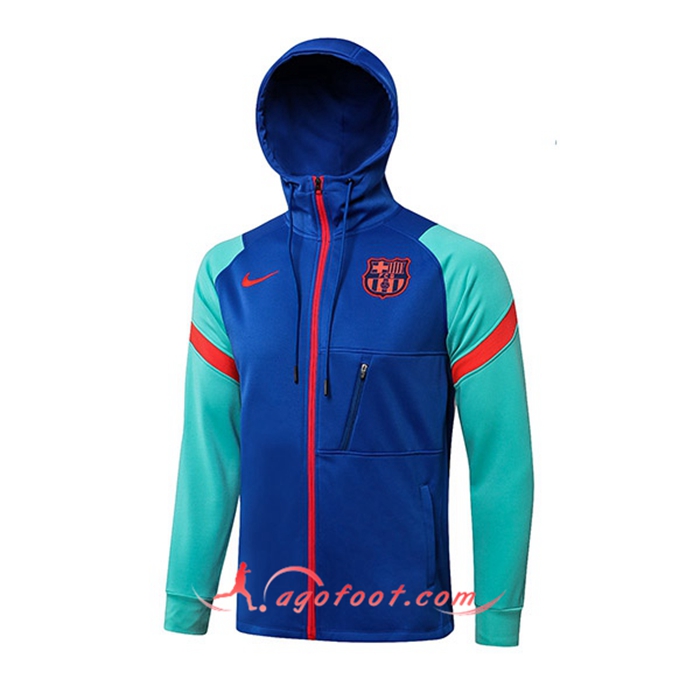 Veste A Capuche FC Barcelone Bleu/Vert 2021/2022