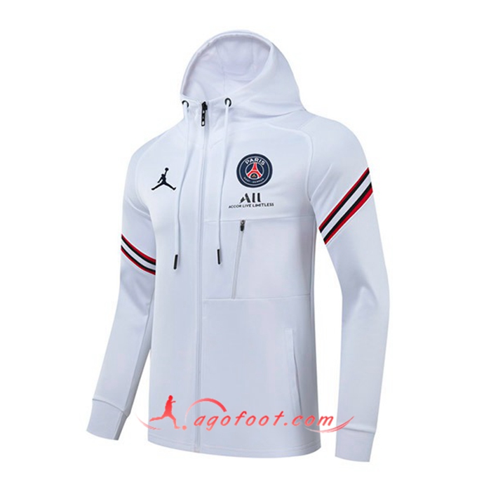 Veste A Capuche Jordon PSG Blanc/Rouge/Noir 2021/2022