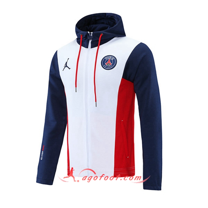 Veste A Capuche Jordon PSG Blanc/Noir/Rouge 2021/2022
