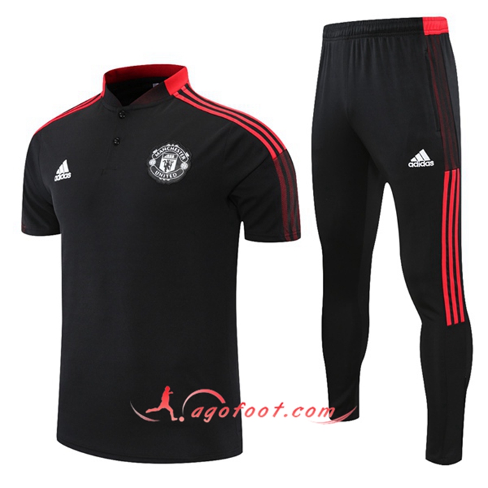 Ensemble Polo Manchester United + Pantalon Rouge/Noir 2021/2022