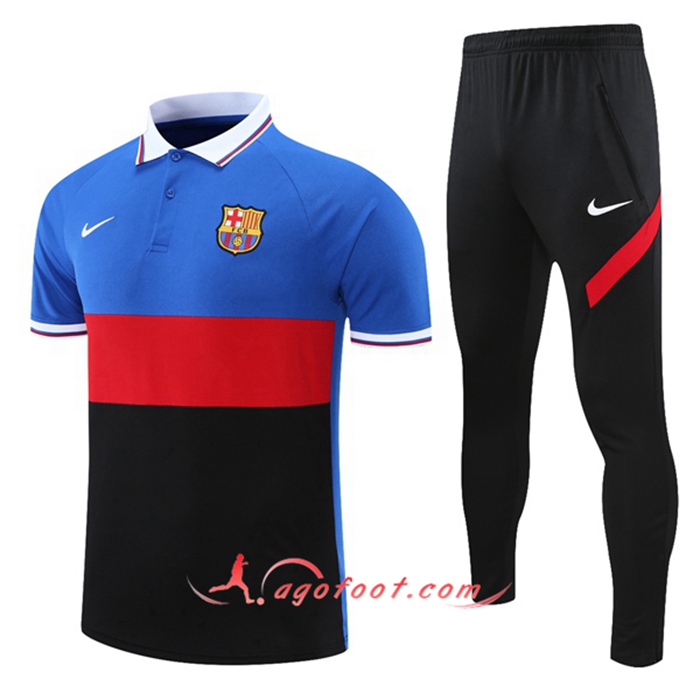 Ensemble Polo FC Barcelone + Pantalon Bleu/Noir/Rouge 2021/2022