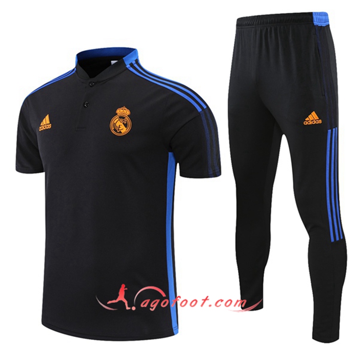Ensemble Polo Real Madrid + Pantalon Noir/Bleu 2021/2022