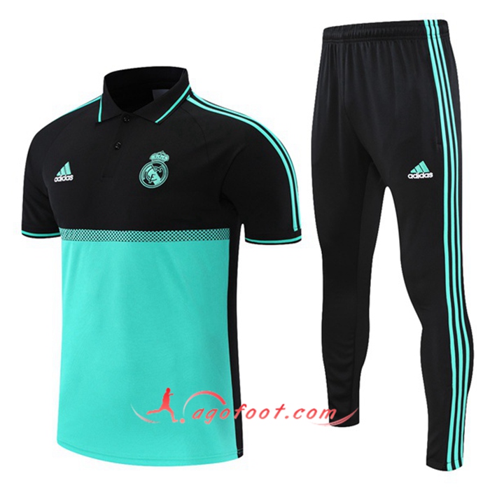 Ensemble Polo Real Madrid + Pantalon Noir/Vert 2021/2022