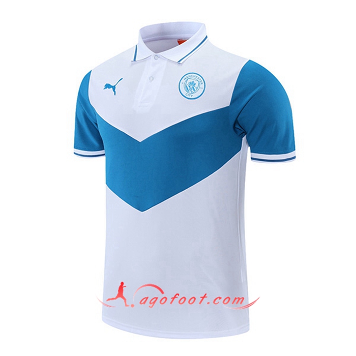 Polo Foot Manchester City Blanc/Bleu 2021/2022