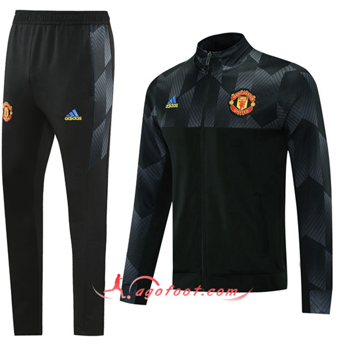 Ensemble Survetement de Foot - Veste Manchester United Noir/Gris 2021/2022