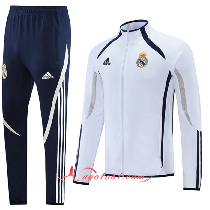 Ensemble Survetement de Foot - Veste Real Madrid Blanc/Noir 2021/2022