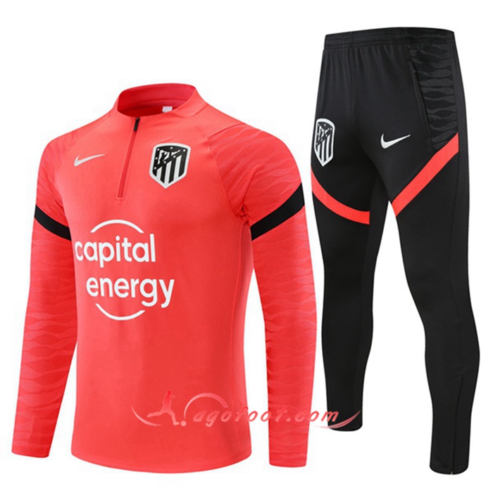 Ensemble Survetement de Foot Atletico Madrid Enfant Rouge/Noir 2021/2022