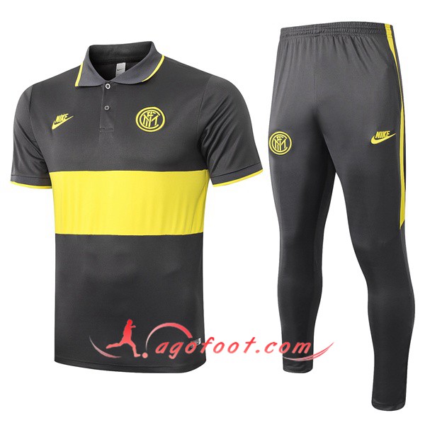 Ensemble Polo Inter Milan + Pantalon Gris Jaune 19/20