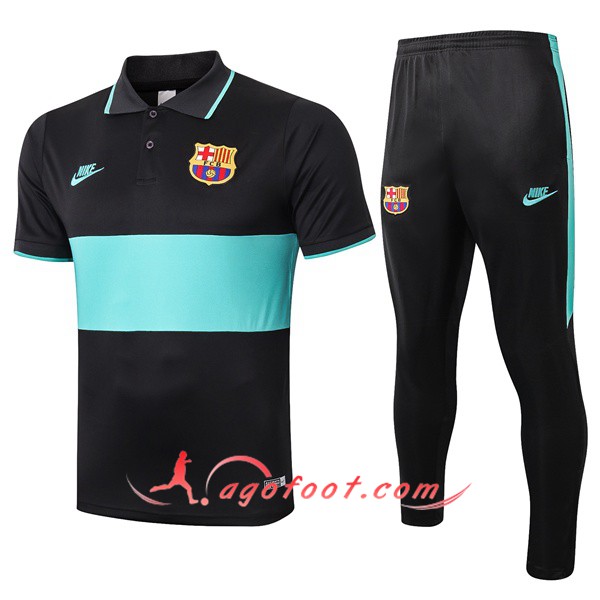Ensemble Polo FC Barcelone + Pantalon Noir Vert 19/20