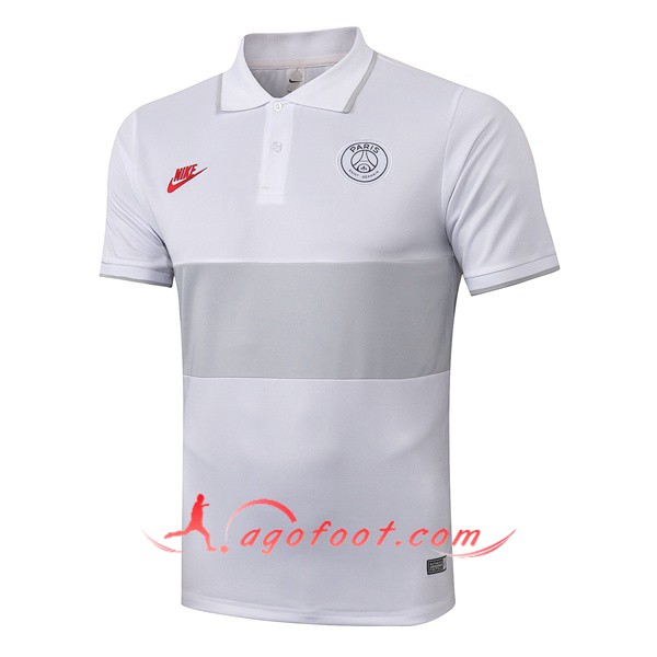 Polo Foot Paris PSG Blanc Gris 19/20