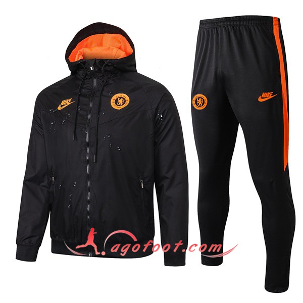 Ensemble Coupe-Vent Survetement Foot FC Chelsea Noir 19/20
