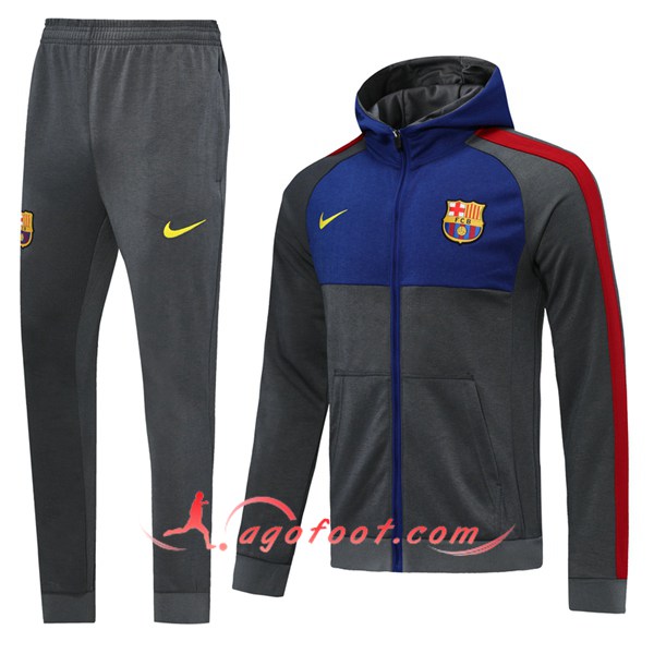 Veste A Capuche Survetement de Foot FC Barcelone Gris 20/21