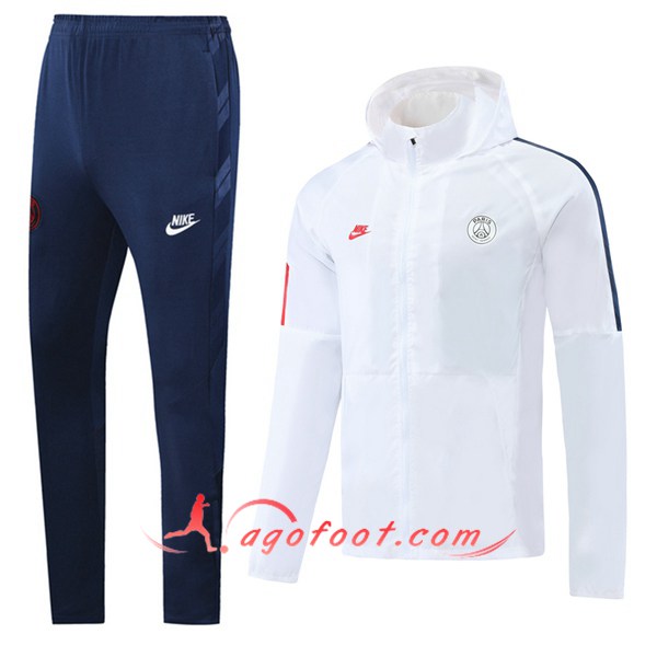 Coupe-Vent Survetement de Foot Paris PSG Blanc 20/21