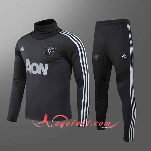Nouveau Survetement de Foot Manchester United Enfant Noir 20/21