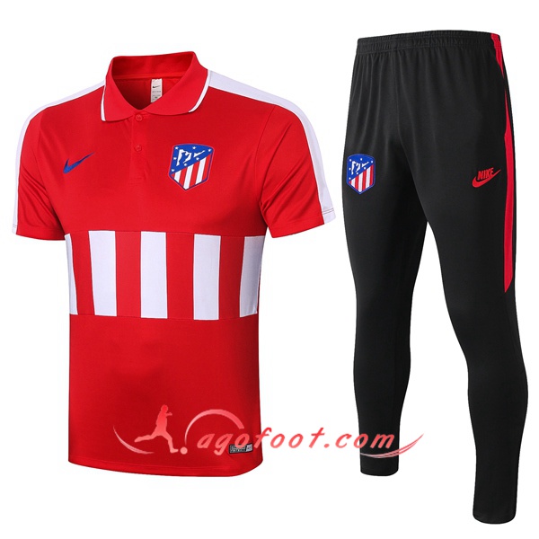 Ensemble Polo Atletico Madrid + Pantalon Rouge Blanc 20/21