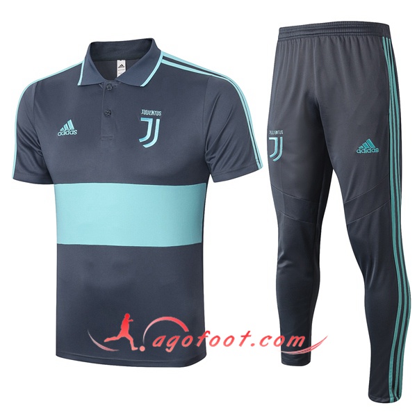 Ensemble Polo Juventus + Pantalon Gris Bleu 20/21