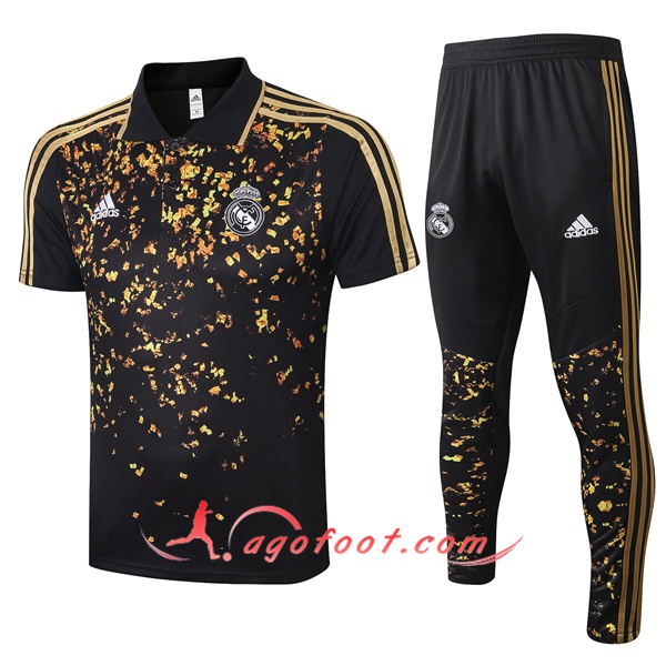 Ensemble Polo Real Madrid + Pantalon Noir Jaune 20/21