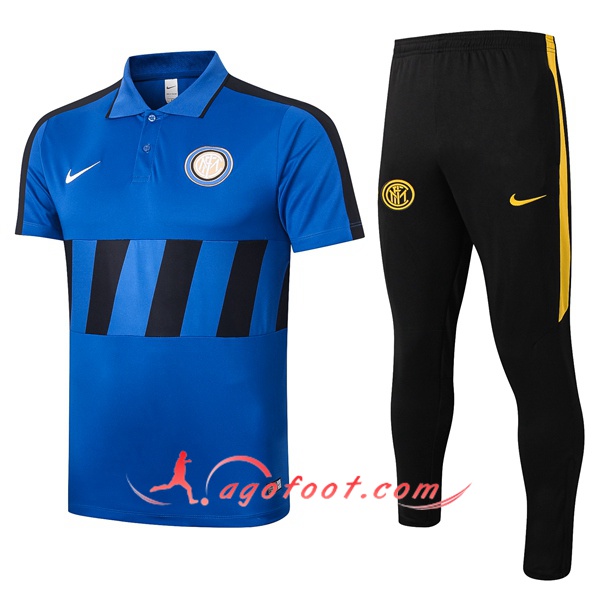 Ensemble Polo Inter Milan + Pantalon Bleu Noir 20/21