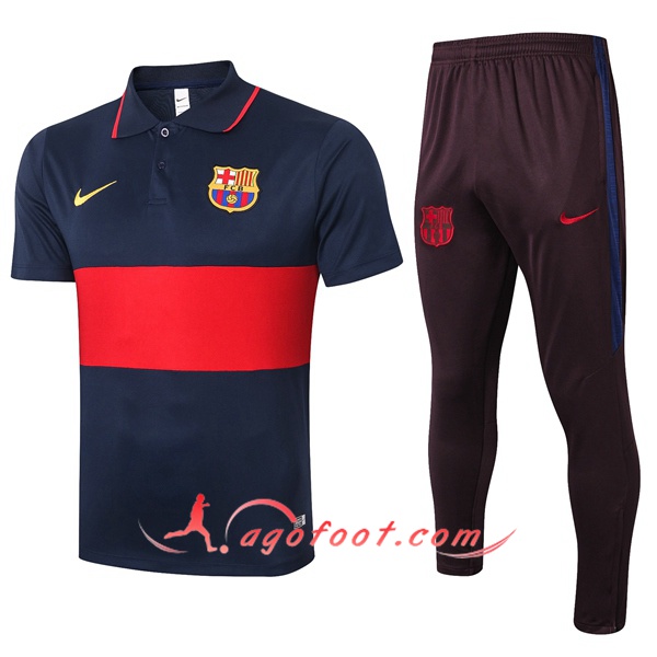 Ensemble Polo FC Barcelone + Pantalon Bleu Rouge 20/21