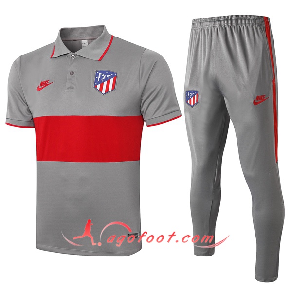 Ensemble Polo Atletico Madrid + Pantalon Gris Rouge 20/21
