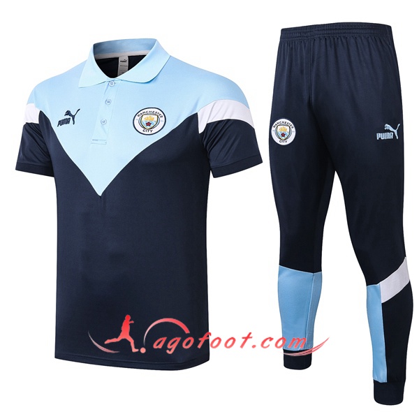 Ensemble Polo Manchester City + Pantalon Bleu 20/21