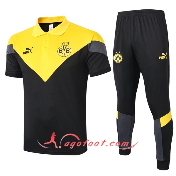 Ensemble Polo Dortmund BVB + Pantalon Jaune Noir 20/21