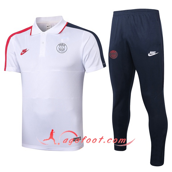 Ensemble Polo Paris PSG + Pantalon Blanc 20/21