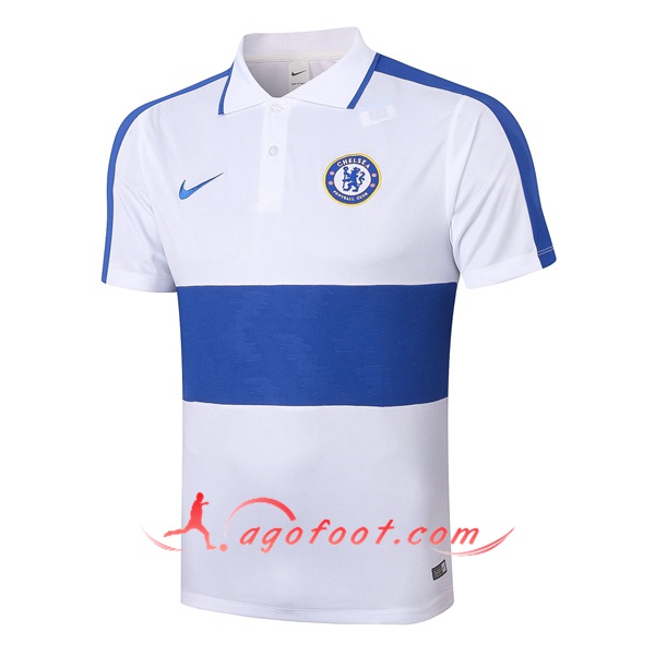 Polo Foot FC Chelsea Blanc Bleu 20/21