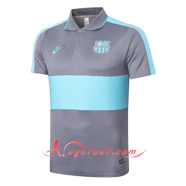Polo Foot FC Barcelone Gris Bleu 20/21