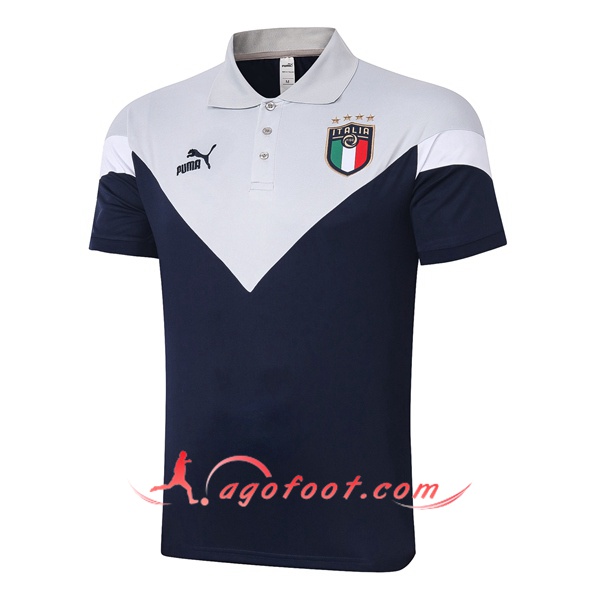 Polo Foot Italie Gris Blanc 20/21